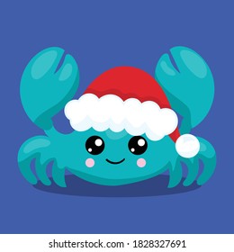 santa mermaid crab design vector illustration