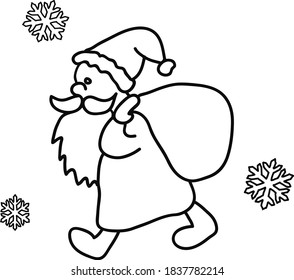 santa merry christmas doodle art vector illustration