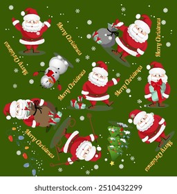 santa merry christmas, new yearseason, holiday festive ornaments pattern , traditions character