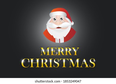 santa and merry christmas text on black background,christmas vector design