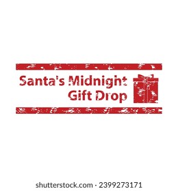 Weihnachtsgeschenk-Tropfen, Gummimarke für Geschenk. Vektorgrafik von Feiertag santa Poststempel Merry-Label-Illustration