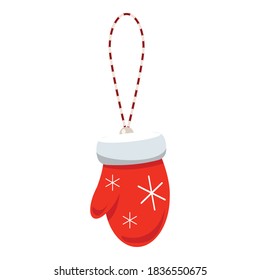 Santa mitten icon. Cartoon of Santa mitten vector icon for web design isolated on white background