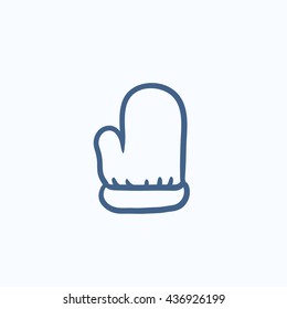Santa mitten vector sketch icon isolated on background. Hand drawn Santa mitten icon. Santa mitten sketch icon for infographic, website or app.