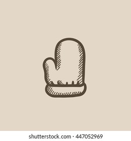 Santa mitten vector sketch icon isolated on background. Hand drawn Santa mitten icon. Santa mitten sketch icon for infographic, website or app.