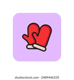 Santa mittens line icon. Accessory, costume, cold. Christmas concept. Vector illustration can be used for topics like holiday, winter, Santa Claus