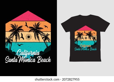 Santa Monica Beach California Palms,California Gift , Vacation,Beach t shirt design.