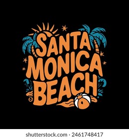 Santa Monica Beach club graphic print design for t shirt