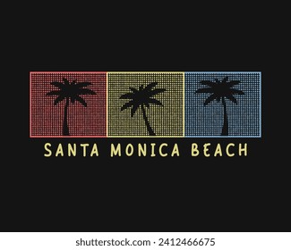 Santa monica beach Illustration typography for t shirt, poster, logo, sticker, or apparel merchandise