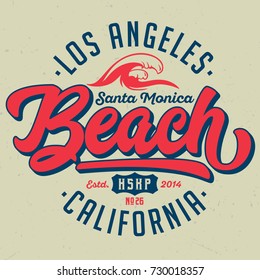 Santa Monica Beach / Los Angeles - Tee Design For Print