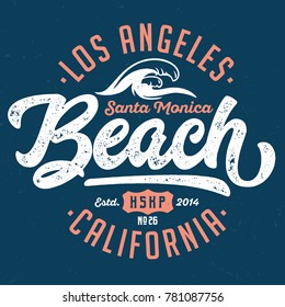 Santa Monica Beach / Los Angeles - Tee Design For Print