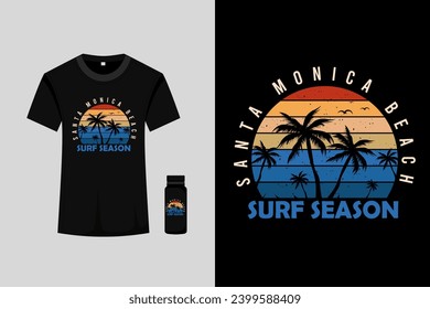 Santa Monica Beach Retro Vintage T Shirt Design