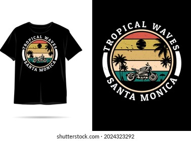 Santa monica beach silhouette tshirt design