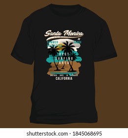 santa monica beach summer adventure graphic vector typography t shirt design