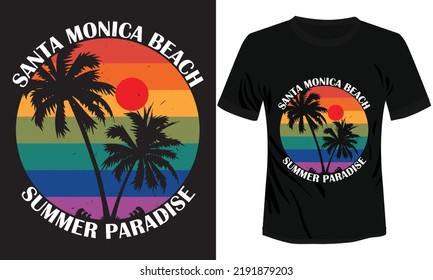 Santa Monica Beach Summer Paradise T-shirt Design