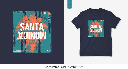 Santa Monica Strand Vektorgrafik T-Shirt Design, Poster, Druck.