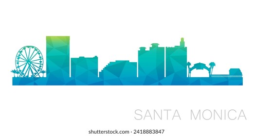 Santa Monica, CA, USA Low Poly Skyline Clip Art City Design. Geometric Polygon Graphic Horizon Icon. Vector Illustration Symbol.