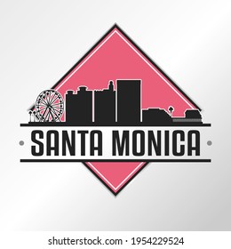 Santa Monica, CA, USA Skyline Logo. Adventure Landscape Design Vector City Illustration Vector illustration.