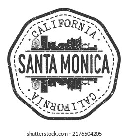 Santa Monica, CA, USA Stamp Skyline Postmark. Silhouette Postal Passport. City Round Vector Icon. Vintage Postage Design.