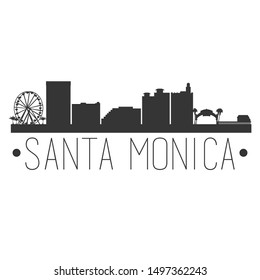 Santa Monica California. City Skyline. Silhouette City. Design Vector. Famous Monuments.