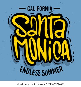 Santa Monica California Design  Logo Sign Label for Promotion Ads t shirt or sticker Poster Flyer Vector Image.