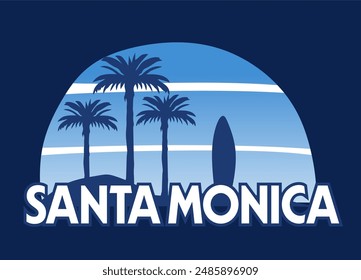 santa monica california with palm tree silhouette