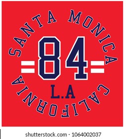 Santa Monica California slogan vector illustration for t-shirt and other uses