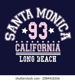 Santa Monica California slogan vector illustration for t-shirt and other uses