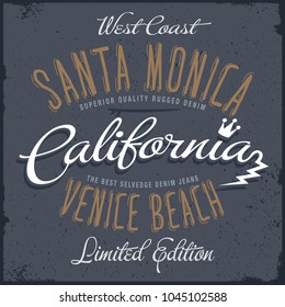 Santa Monica California Tee Shirt Design / Vector Design Typography Design