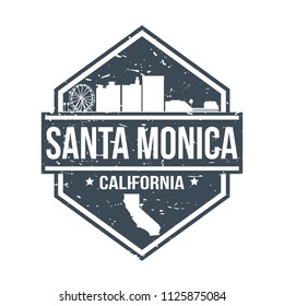 Santa Monica California Travel Stamp Icon Skyline City Design Tourism Badge Rubber.