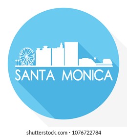 Santa Monica California USA Flat Icon Skyline Silhouette Design City Vector Art Famous Buildings logo.
