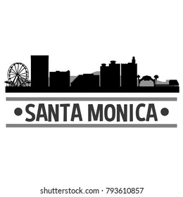 Santa Monica California USA USA Skyline Silhouette Stamp City Design Vector Art Template