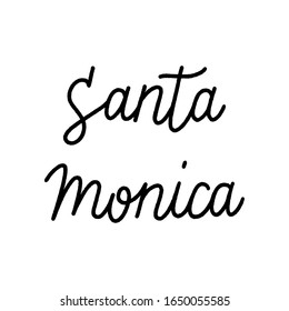 Santa Monica hand lettering on white background.