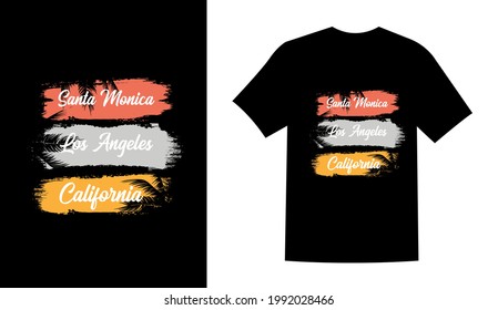 Santa monica los angeles summer sublimation beach vintage printable t shirt design vector