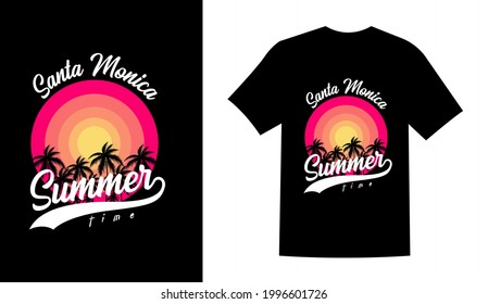 santa monica summer time retro vintage printable t shirt design Vector. Summer t shirt design vector illustration