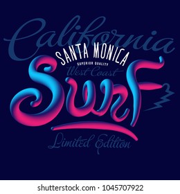 Santa Monica Surf California Tee Shirt Design / Vector Design Typography Design 