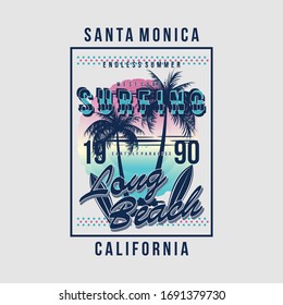 santa monica surfing time design graphic vector illustration good for men t shirt print