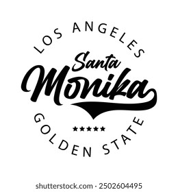 Santa Monica text typography design for tshirt hoodie baseball cap jacket and other uses vector