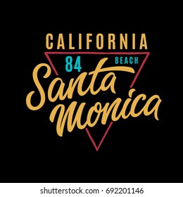 Santa Monica T-shirt Design. Vector Illustration.