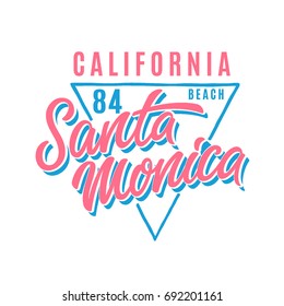 Santa Monica T-shirt Design. Vector Illustration.