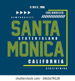 Santa Monica typography design t-shirt print vector 