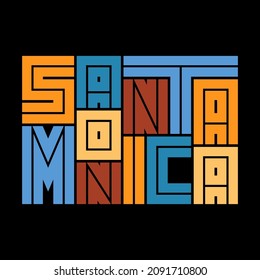 Santa Monica Typography Poster. T-shirt Fashion Design. Template For Poster, Print, Banner, Flyer.