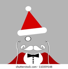 santa with monocle and earphones