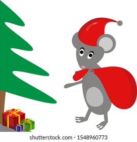 Santa mouse cartoon 2020 illustration