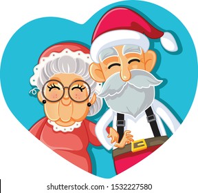 Santa and Mrs. Claus Christmas Couple Illustration. Santa Claus and his wife ready to celebrate winter holidays 
