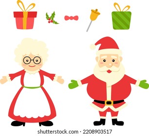 Santa and Mrs. Claus for merry Christmas and celebration  on happy new year