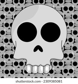 Santa Muerte card. Seamless pattern with Skull. Dead Head endless background. Wallpaper and bed linen print. Wrapping Paper. Square vector illustration.