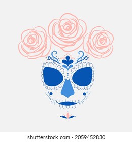 Santa Muerte. Contemporary Religious Cult In Mexico. Light Gray Background. Feast Of The Dead. Vector.