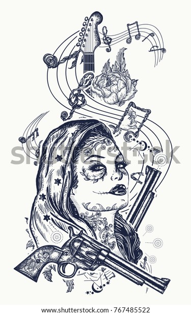 Image Vectorielle De Stock De Santa Muerte Girl Electric