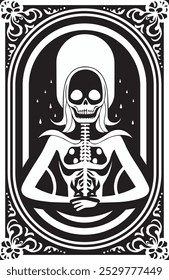 Santa Muerte Herz-Design Santa Muerte Traditionelle Tattoo Skelett Vektor