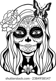 Santa muerte mexical hand drawn illustration